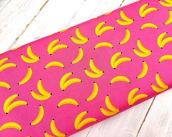Banana Fabric, 100% Cotton, Summer Fruits Print, Kitchen Fabric, Food Fabric, Quilting Sewing Craft Material by Fat Quarter/Half Metre/Metre