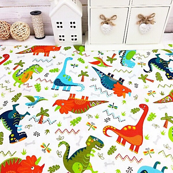 Cotton Fabric, Dinosaur Fabric, Kids Fabric, Dinosaur Material, Dinosaur Print Fabric, Quilting Fabric, Baby Fabric Dinosaur, Animals Fabric