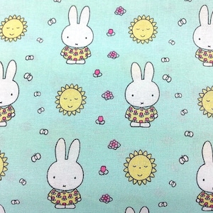 Bunny Fabric, 100% Cotton, Spring Rabbit Material, Quilting Sewing Crafting Fabric, Kids Baby Nursery Fabric by Fat Quarter/Half Metre/Metre