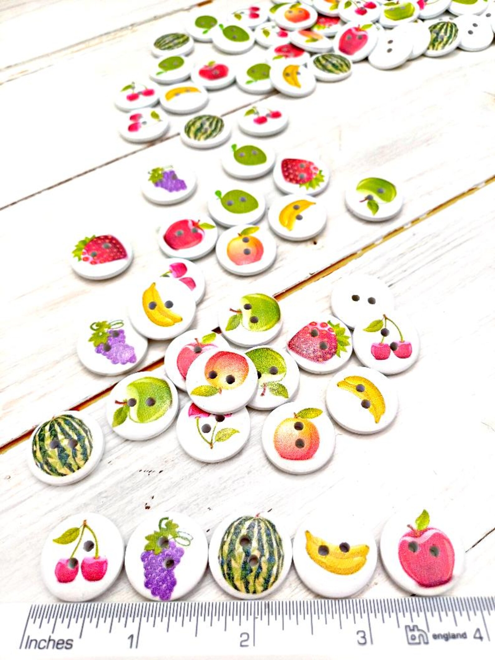 Watermelon Buttons Fruits Buttons, Wooden Buttons, Food Buttons, Apple Banana Cherry ...
