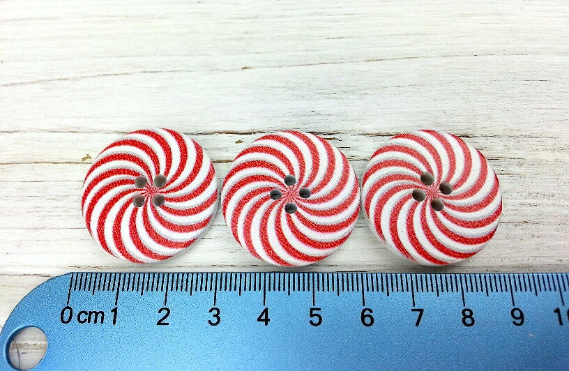 10 Buttons, Wood Candy Wrapped Candy Buttons, 2 Hole at 82 