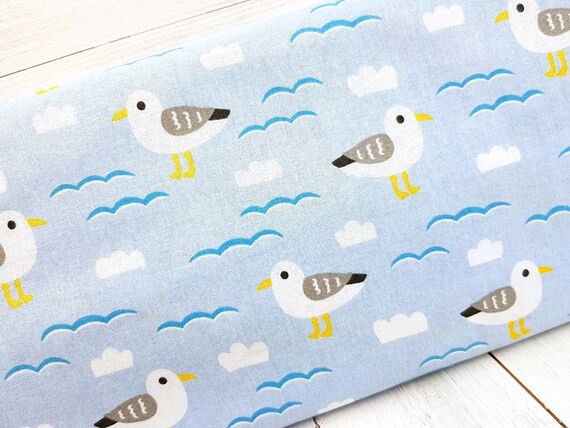 Cute Seagull Fabric, 100% Cotton, Baby Fabric, Quilting Sewing