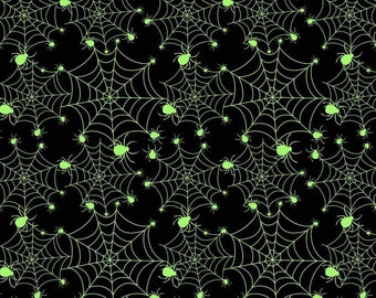 Halloween spindeltyg, 100 % bomull, quiltnings- och sömnadsmaterial, 140 cm brett spindelnätstyg av Fat Quarter/Halvmeter/Meter