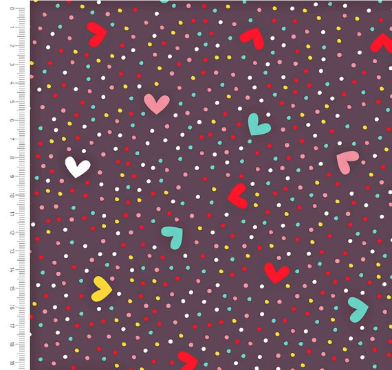 Valentines Day Fabric - HALF YARD - 100% Cotton Quilting Mini Hearts Black  Red