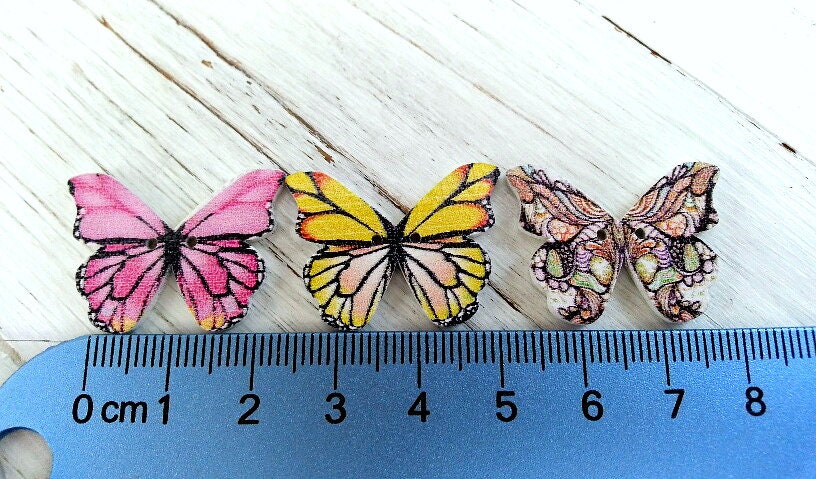 Butterfly Buttons, Wooden Buttons, Insect Buttons, Butterfly Shape ...