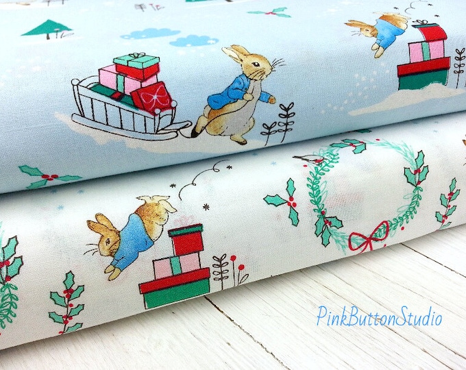Christmas Fabric, Peter Rabbit Fabric, 100% Cotton, Festive Fabric ...
