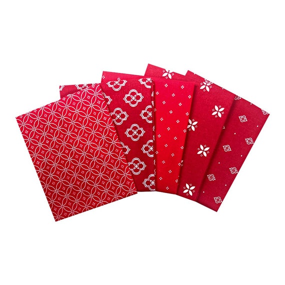 Red quilting fabric bundle. Set of 5 fat quarters - For sale on  at  Butterfly Stitchery