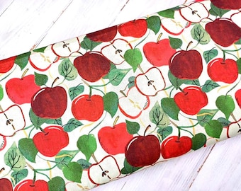 Apple Fabric, 100% Cotton, Summer Fruits Print, Kitchen Fabric, Food Fabric, Quilting Sewing Craft Material by Fat Quarter/Half Metre/Metre