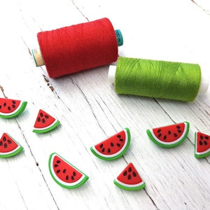Watermelon Buttons, Fruit Buttons, Kids Buttons, Tropical Buttons, Summer Buttons, Dress It Up Buttons, Fruit Food Embellishment, Pack of 6