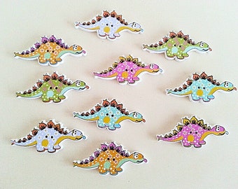 Dinosaur Wooden Buttons, Sewing Crochet Knitting Craft Card Making  Buttons, Kids Children Buttons, Pack of 10
