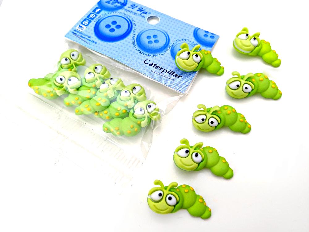 Cute Caterpillar Buttons, Novelty Buttons, Dress It up Buttons, Kids ...