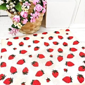 Erdbeer-Stoff, 100% Baumwolle, Sommer Obst Druck, Küchenstoff, Lebensmittel Stoff, Quilt Nähen Bastelmaterial von Fat Quarter/Halbe Meter/Meter