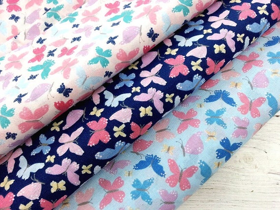 Butterfly Fabric, Poly Cotton Fabric, Insect Fabric, Butterfly Print Fabric, Pastel Fabric, Summer Fabric, Kids Fabric, Lightweight Fabric
