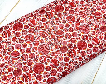 Weihnachtskugeln Stoff, 100% Baumwolle, festlicher Christbaumkugel Druck, Quilting, Nähen, Handarbeit, Urlaub Material von Fat Quarter/Halber Meter/Meter