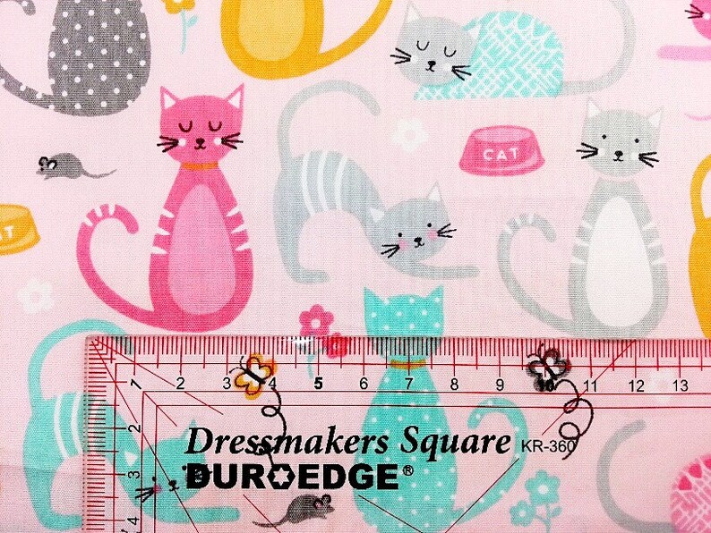 Cats fabric Cats Design Fabric Kitten Fabric Cotton Material Cats Material UK Fabric Cotton fabric Kids Fabric Pink Cotton Fabric