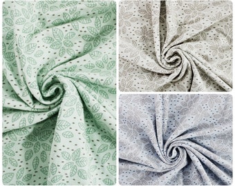 Jersey Stoff mit fleckigen Blättern, Blumenmuster, kleingemustert, Stretch, Strickstoff, 150 cm breit, Kinder-Baby-Baumwollstoff Halbmeter