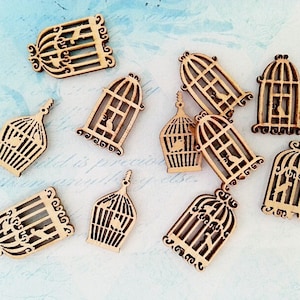 Boutons en bois, Embellissement en bois, Boutons cage à oiseaux, Forme en bois, Artisanat sur le thème des oiseaux, Boutons en bois naturel, Bouton pour fabrication de cartes, Boutons Royaume-Uni