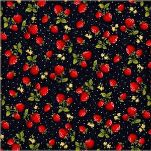Erdbeer-Stoff, 100% Baumwolle Popeline, Sommerobst-Stoff, Küchen-Material, Quilten Nähen Handwerk Stoff von Fat Quarter/Halbe Meter/Meter