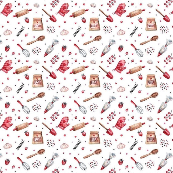 Baking Fabric 100 Cotton Kitchen Fabric Quilting Fabric Etsy