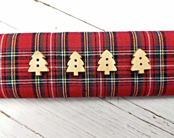 Julgransknappar i naturträ, festlig trädekoration, högtidsknappar, 10-pack