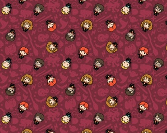 Harry Potter Fabric, 100% cotton, Harry Potter Characters Fabric, Quilting Fabric, Small Print Material by the Fat Quarter/Half Metre/Yard