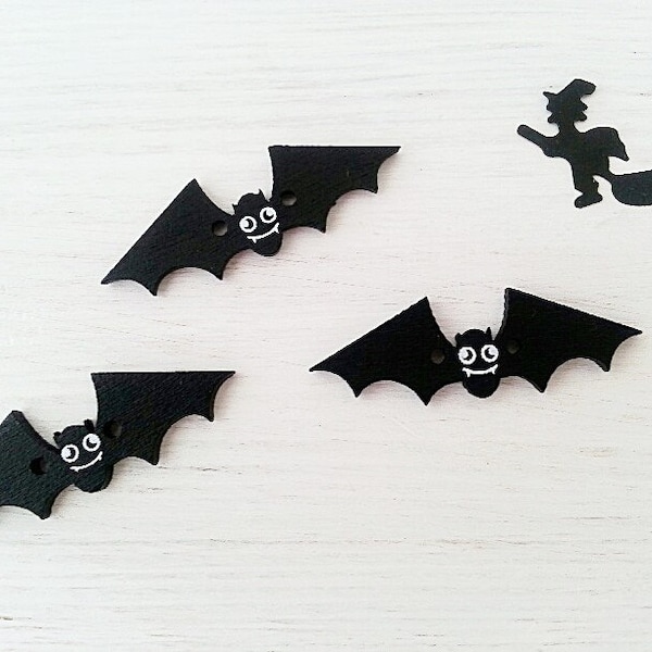 Niedliche Fledermaus Knöpfe, Holzknöpfe, Halloween Knöpfe, Nähen Häkeln Strickknöpfe, Tierknöpfe, Halloween Verzierung, 6er Pack