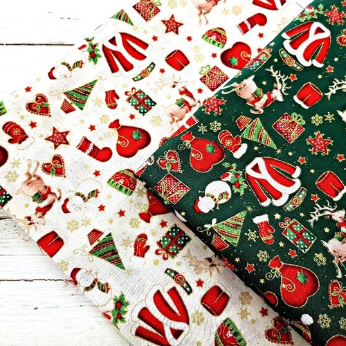 thumbnail image 2 of Metallic Gold & Silver Christmas Quilting Cotton Fabric – Fat Quarter Or By The Metre, 45" Wide 2 of 14