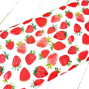 Erdbeer-Stoff, 100% Baumwolle, Sommer Obst Druck, Küchen Material, Lebensmittel Stoff, Quilt Nähen Handwerk Stoff von Fat Quarter/Halbe Meter/Meter