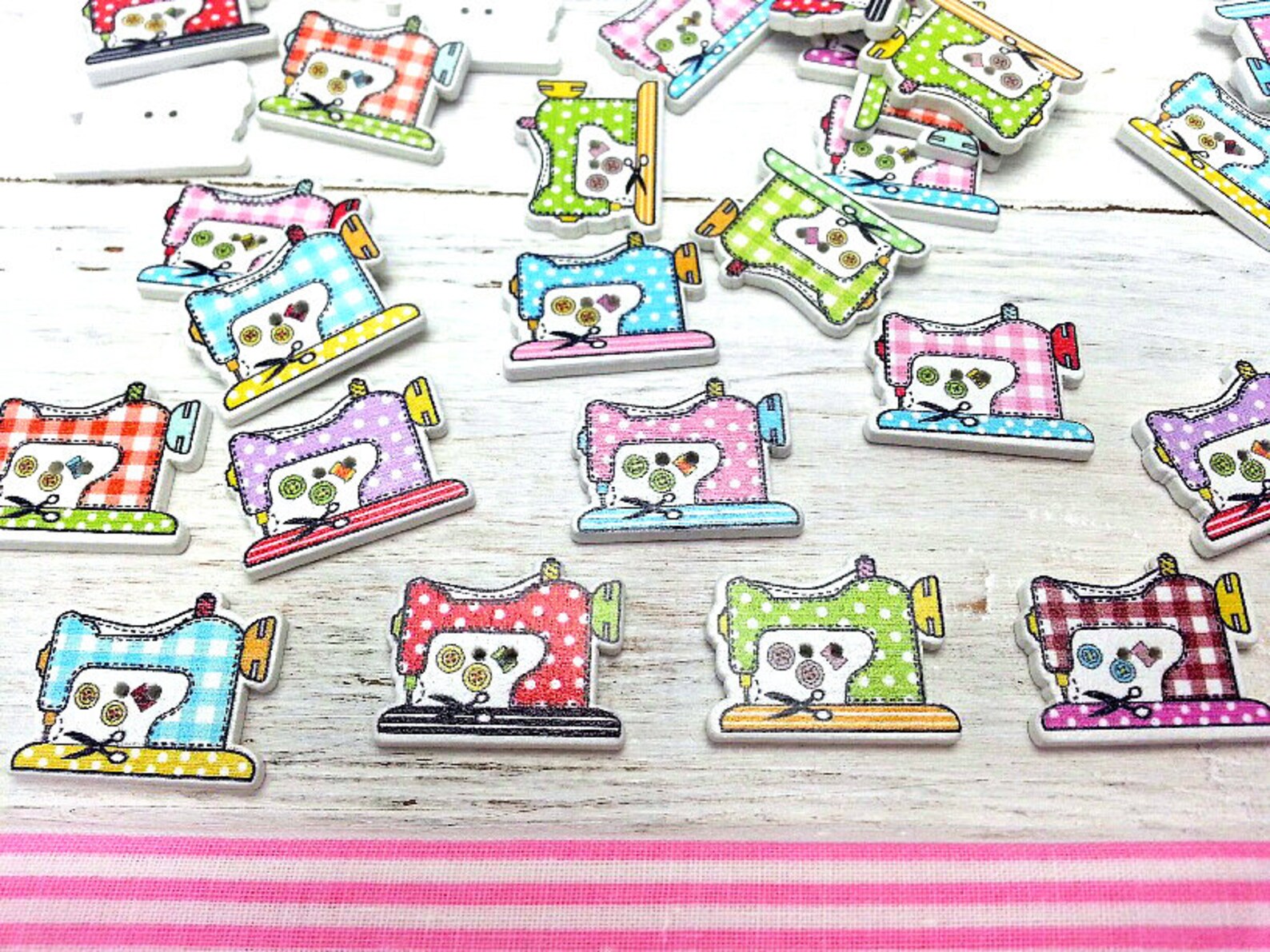 Sewing Machine Buttons Wooden Buttons Sewing Themed Two Hole Etsy UK