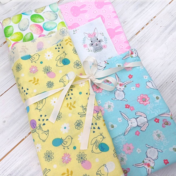 Easter Fabric Remnants, 100% Cotton Fabric Scrap Bag, Quilting Large Scrap Remnants, Spring Bunny Easter Eggs Chick Material Offcuts Bundle