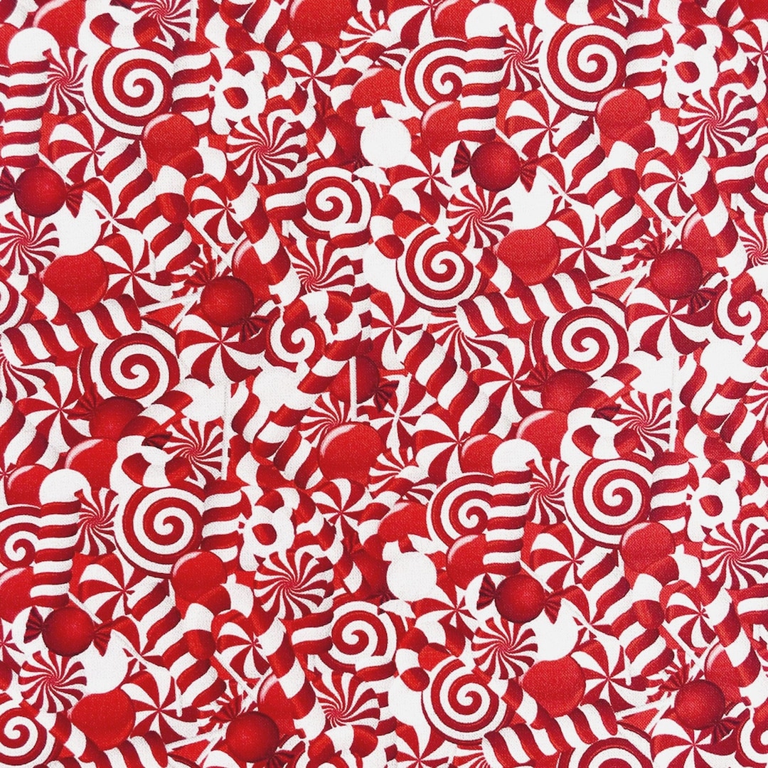 Christmas Candy Cane Fabric, 100 Cotton, Quilt Fabric, 140 Cm Wide