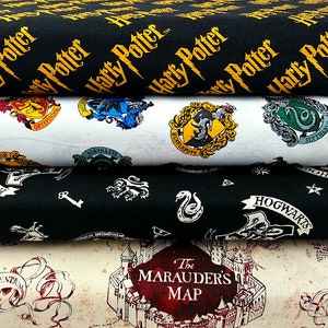 Harry Potter-stof, katoenen stof, magisch materiaal, quiltstof, katoenmateriaal, kinderstof, stof op maat gesneden