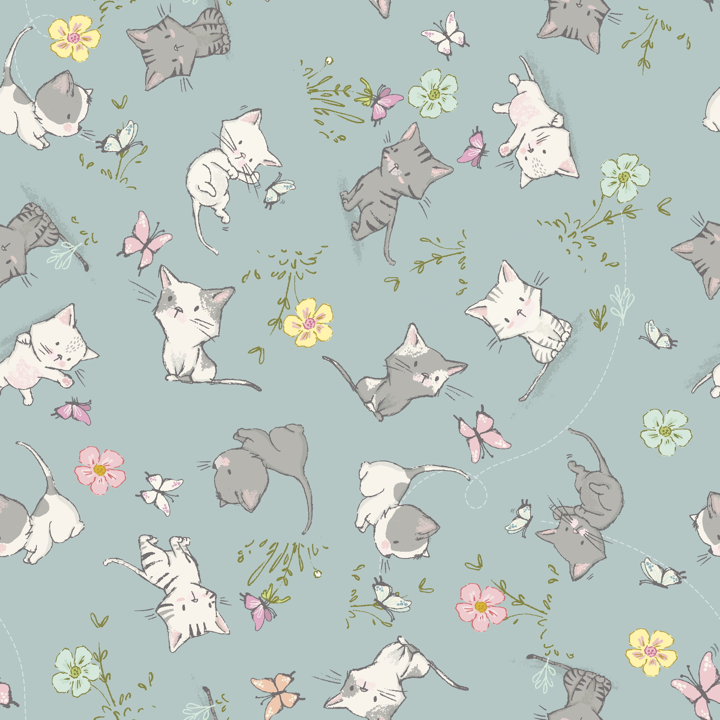 Cotton Fabric Cat Fabric Cat Print Cotton Quilting Fabric Etsy