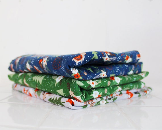 Christmas Forest Jersey Fabric 150 Cm Wide T shirt Dressmaking Fabric Children Clothes Green Silver Navy Stretchy Fabric by Half Metre Etsy