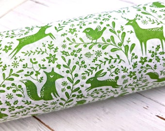 Woodland Fabric, Polycotton Stoff, Waldtiere Druck, Näh- und Bastelstoff, Florale Waldtiere Stoff von einem halben Meter / Meter