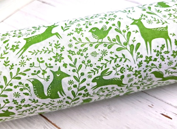Woodland Fabric, Polycotton Fabric, Woodland Animals Print, Sewing and Craft Fabric, Floral Woodland Animals Material by Half Metre/Metre