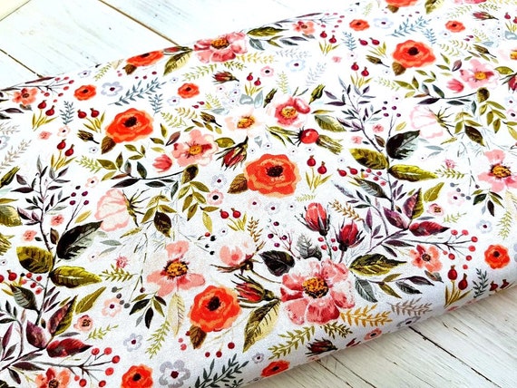 Light Weight 100%Cotton Fabric Floral Roses Dress Flower Craft Material 50*50cm 