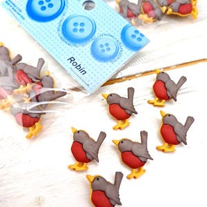 Niedliche Rotkehlchen Knöpfe, Vogel Knöpfe, Weihnachtsknöpfe, Knöpfe zum Anziehen, festliche Verschönerung, Nähen, Stricken, Häkeln, 6er-Pack