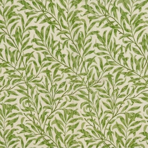 Leaf Fabric, 100% Cotton, William Morris Willow Bough Sage Material, 140cm Wide Quilting Sewing Craft Fabric by Fat Quarter/Half Metre/Metre