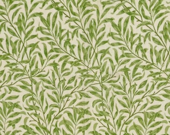 Leaf Fabric, 100% Cotton, William Morris Willow Bough Sage Material, 140cm Wide Quilting Sewing Craft Fabric by Fat Quarter/Half Metre/Metre