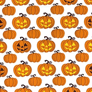 Halloween Fabric, Pumpkin Fabric, Polycotton Fabric, Spooky Fabric, Horror Material, Quilting Fabric, Sewing and Craft Fabric by Half Metre