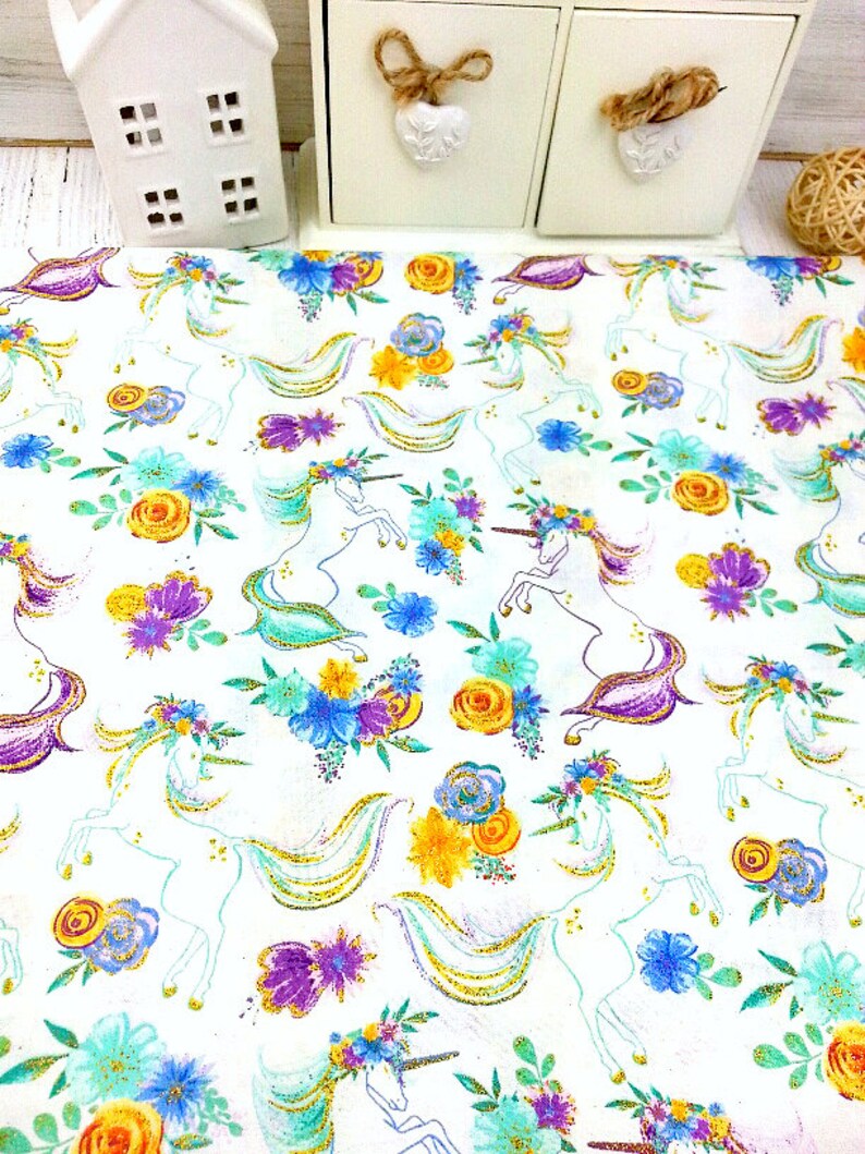 Unicorn Fabric Cotton Fabric Unicorn Material Unicorn Print | Etsy