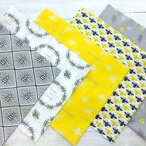 Bee Fat Quarter Bundle, 100% Cotton Spring Summer Quilting Sewing Craft Fabric, Set of 5