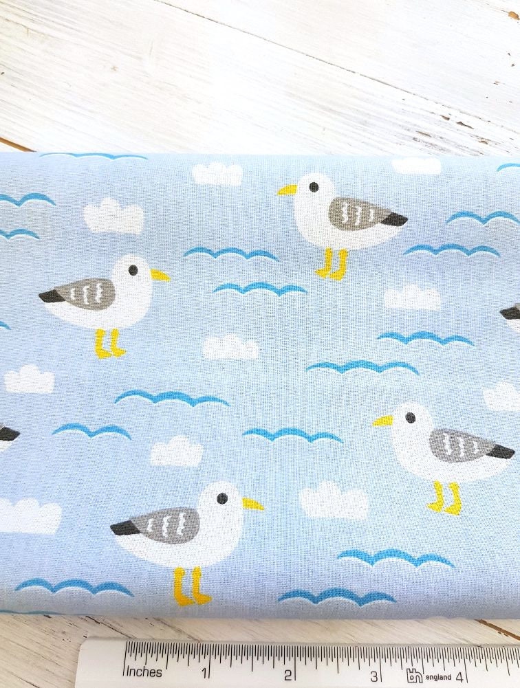 Cute Seagull Fabric, 100% Cotton, Baby Fabric, Quilting Sewing