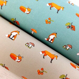 Fox Fabric, Animal Fabric, Poly Cotton Fabric, Woodland Fabric, Fox Print Fabric, Kids Fabric, Craft Fabric, Lightweight Fabric, Red Fox