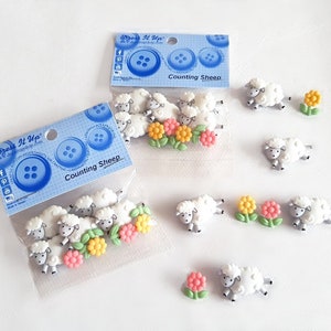 Niedliche Schaf Blumen Knöpfe, Schaf Farm Neuheit Knöpfe, Anziehknöpfe, Knopfverzierung, Ostern Knöpfe, Kinderknöpfe, 9er Set