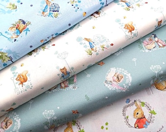 Peter Rabbit Garden Fabric, 100% Cotton, Quilting Sewing Graft Fabric, Easter Nursery Baby Kids Material by Fat Quarter/Half Metre/Metre