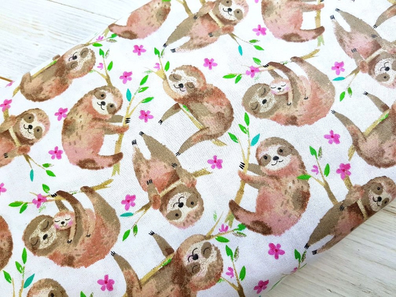 Sloth Fabric 100% cotton Animal Fabric Sewing and Craft | Etsy