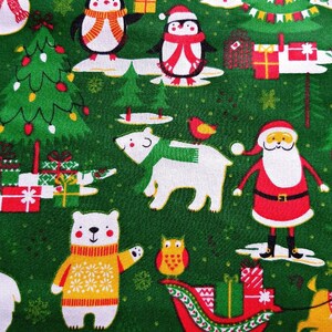 Tissu Polycoton Noël Rouge Avec Renne - 1 Mètre, 45 Pouces De Large, Pour Couture