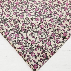 Floral Fabric, Polycotton Fabric, Small Pink Flowers Fabric, Sewing and Craft Fabric, Ditsy Floral Fabric, Dressmaking Fabric by Half Metre